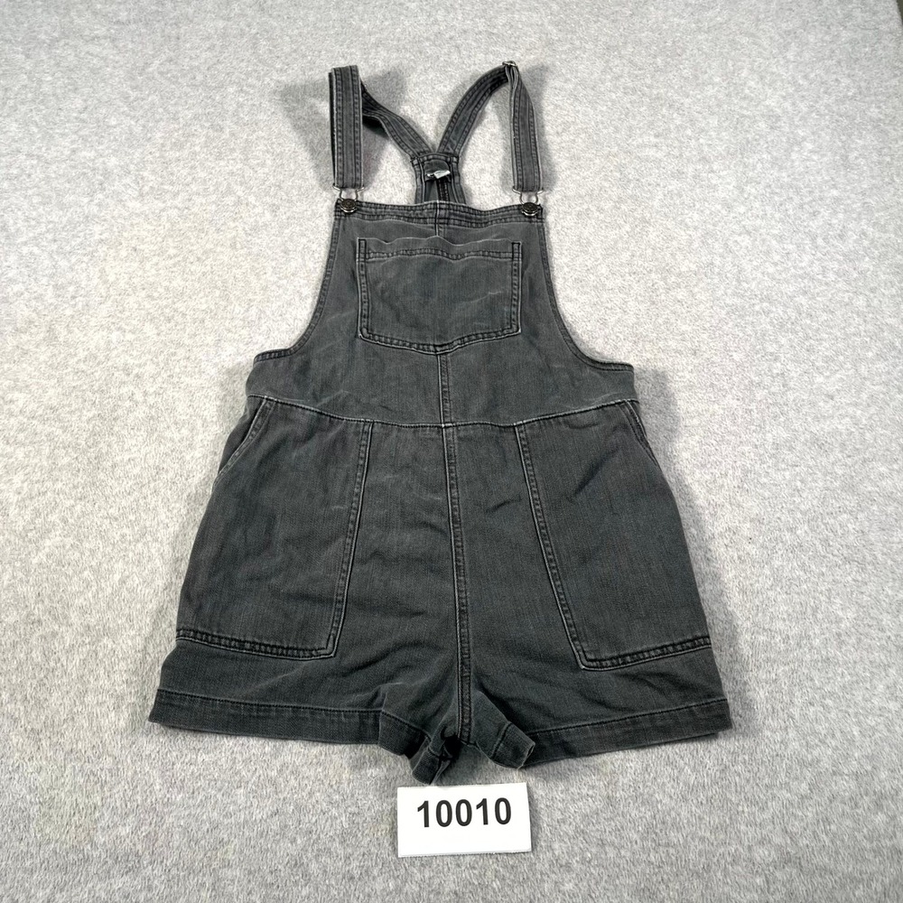 Aerie Denim Shortalls Womens Medium‎ Gray Dark Wash Adjustable Strap Streetwear